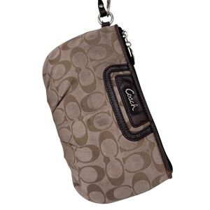 Coach Signature Monogram Canvas Wristlet
